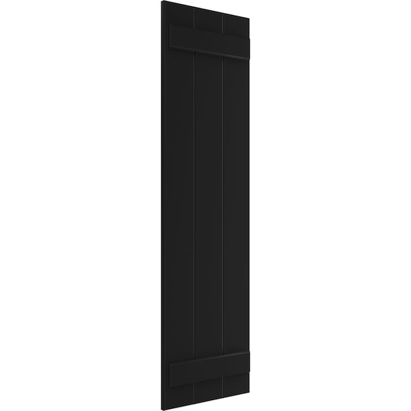 True Fit PVC Three Board Joined Board-n-Batten Shutters, Black, 16 1/8W X 33H